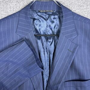 Ermenegildo Zegna Saks Fifth Ave Blazer Men 48L Classic Fit Blue Pinstripe Italy